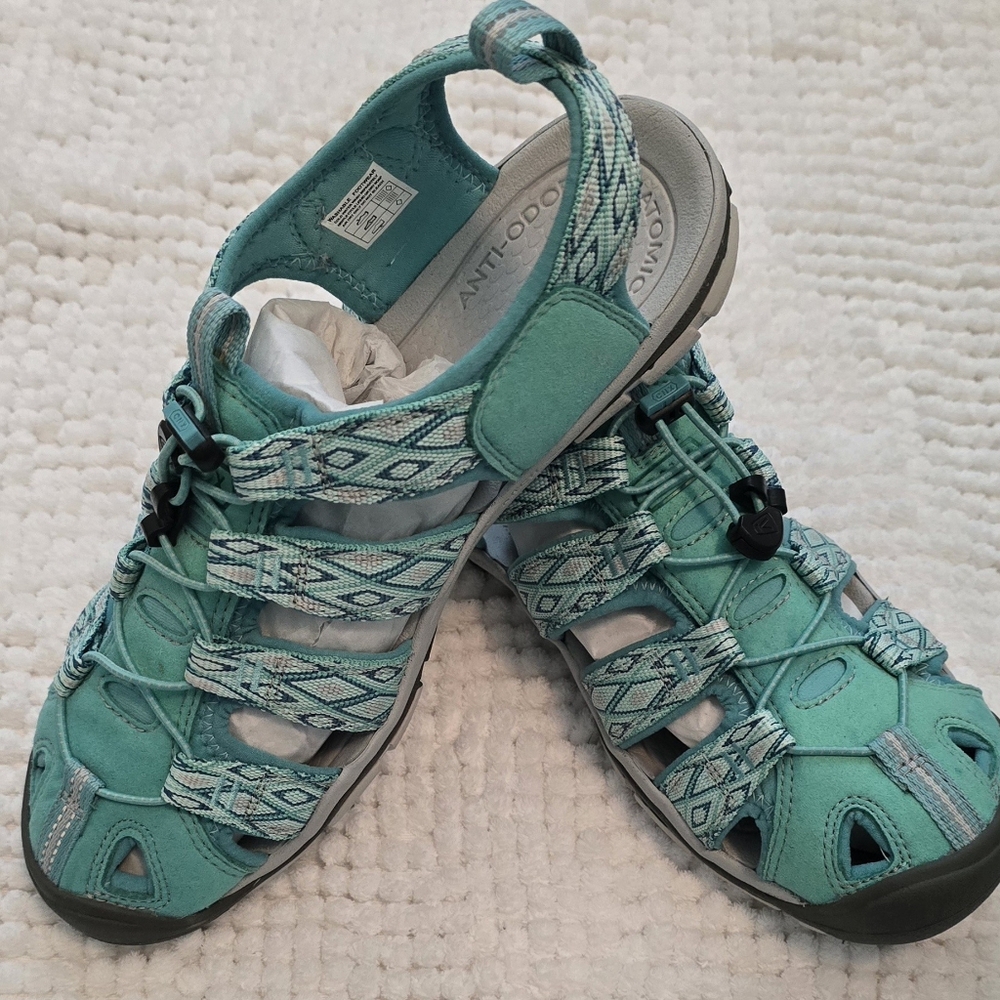 NEW! (WOT) KEEN CLEARWATER CNX SANDALS, W 9.5,AQUA BLUE, SMOKE & PET FREE HOME!